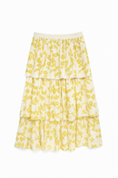 OLLARI FLORAL DUAL TEXTURED TIERED SKIRT