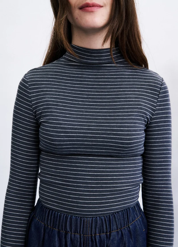 FRENCH STRIPED ODRI MOCK NECK