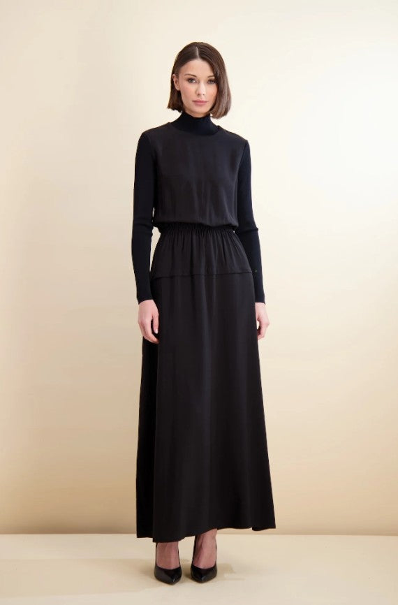 PASHMINA MOCK NECK CINCHED MAXI