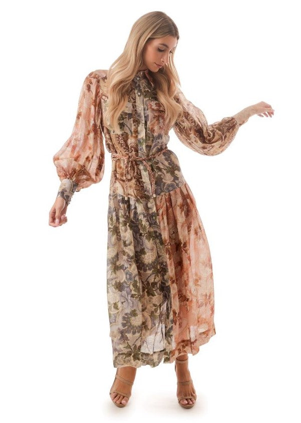 PAPER PARACHUTE VINTAGE PRINT BUTTONDOWN DRESS