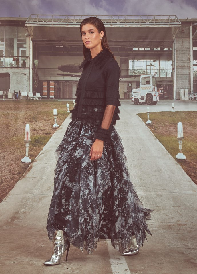 NOIR ABSTRACT PRINTED SKIRT