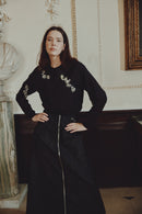 NOIR ALINE OFF CENTRE ZIPPED SKIRT
