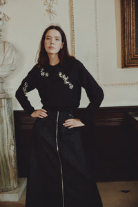 NOIR ALINE OFF CENTRE ZIPPED SKIRT