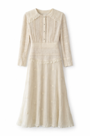 QUI PRIVE LACE RUFFLE SHOULDER DRESS