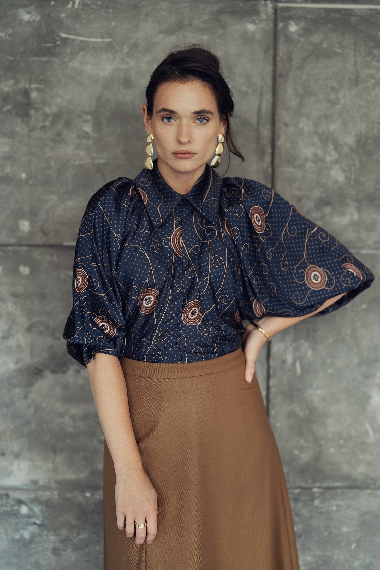 BARELLI ZIP-BACK GATHERED BLOUSE