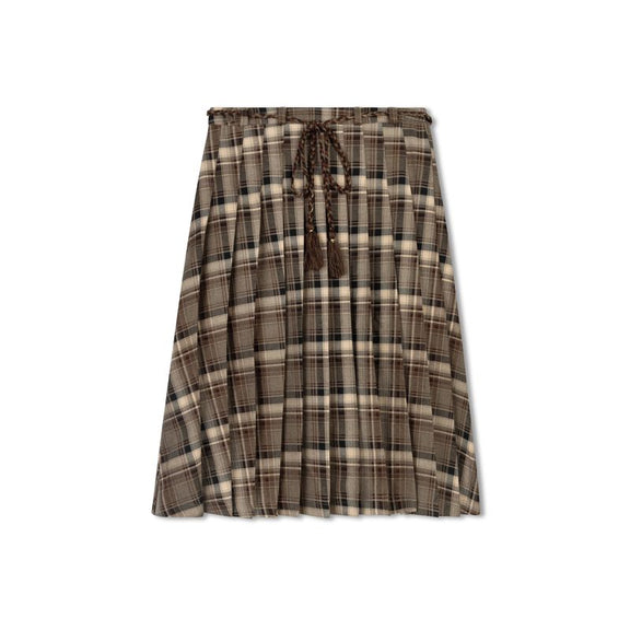 POET PLAID PLEATED SKIRT
