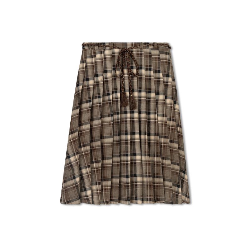 POET PLAID PLEATED SKIRT
