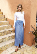 PASHMINA LONG DENIM BUTTON SKIRT