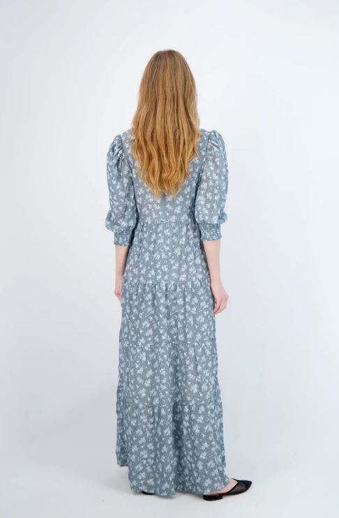 PASHMINA SMOCK SLEEVE FLORAL MAXI
