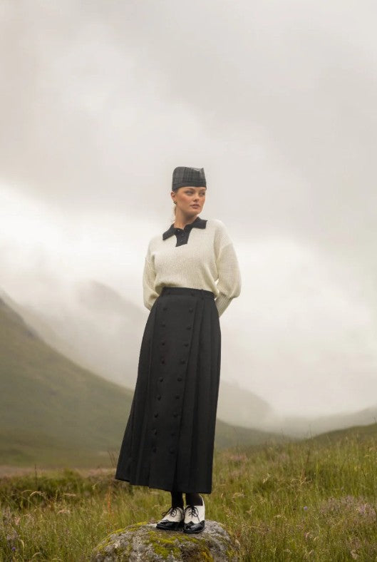 PASHMINA BUTTON FRONT PLEATED SKIRT