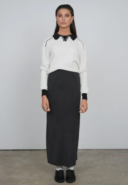 POINT BRUSHED STRAIGHT SLIP SKIRT