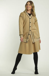 BA6 BUTTON UP CARDIGAN WITH PIPING