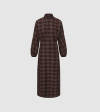 TAILORED PLAID WAISTED HIGH NECK DRESS