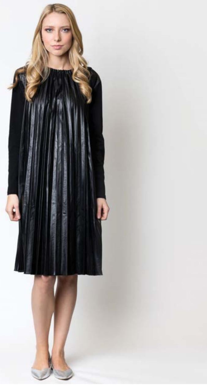 chinese dress ladies Buy ELACCENT® Long-Sleeved Women's PU Leather Swing Dress – & Statement  Piece Black at Amazon.in main image 1
