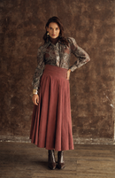 CARLUCCI YOKE PLEATED TAFFETA SKIRT