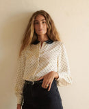 SONMER LACE COLLAR POLKA DOT THERESA TOP