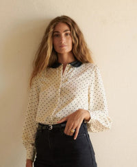 SONMER LACE COLLAR POLKA DOT THERESA TOP