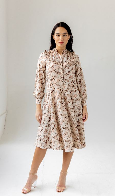 POPPY PRINTED RUFFLE DRESS