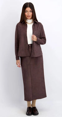 POPPY SUEDE BUTTONDOWN SKIRT
