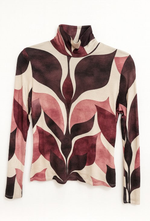 KUO Printed Turtleneck