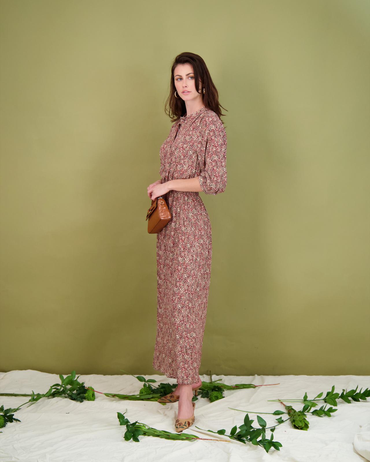 PROFILE PRINTED SMOCKED DRESS