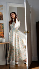 MAPLE & CLIFF  CHIFFON WATERCOLOR DRAPE DRESS