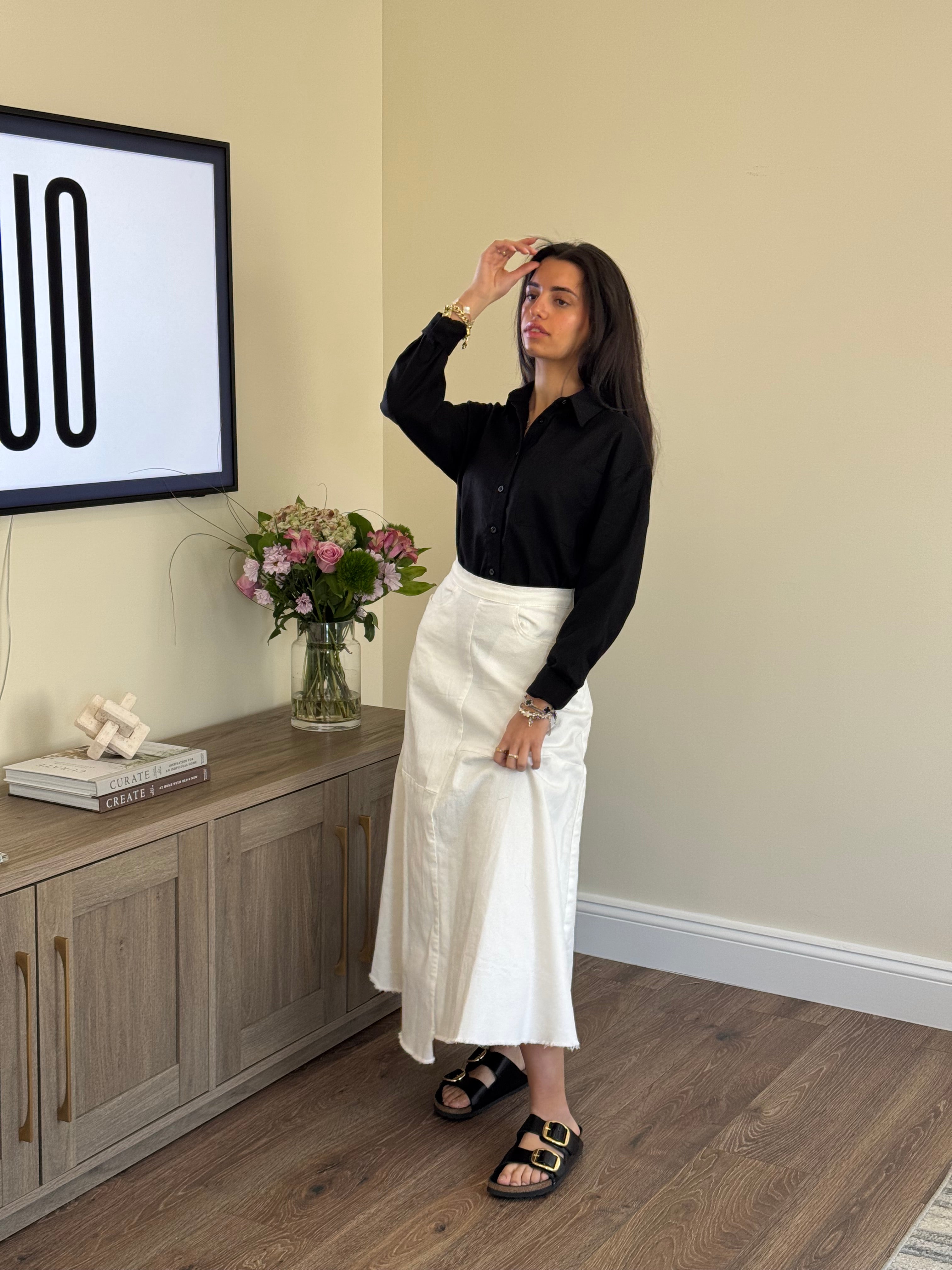 KUO Flair Denim Skirt