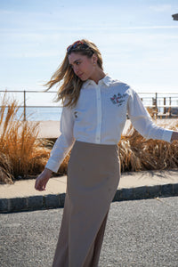 KUO EMBROIDERED CHEST BLOUSE