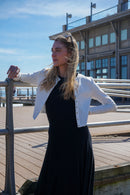 KUO RIBBED CROP SNAP CARDIGAN