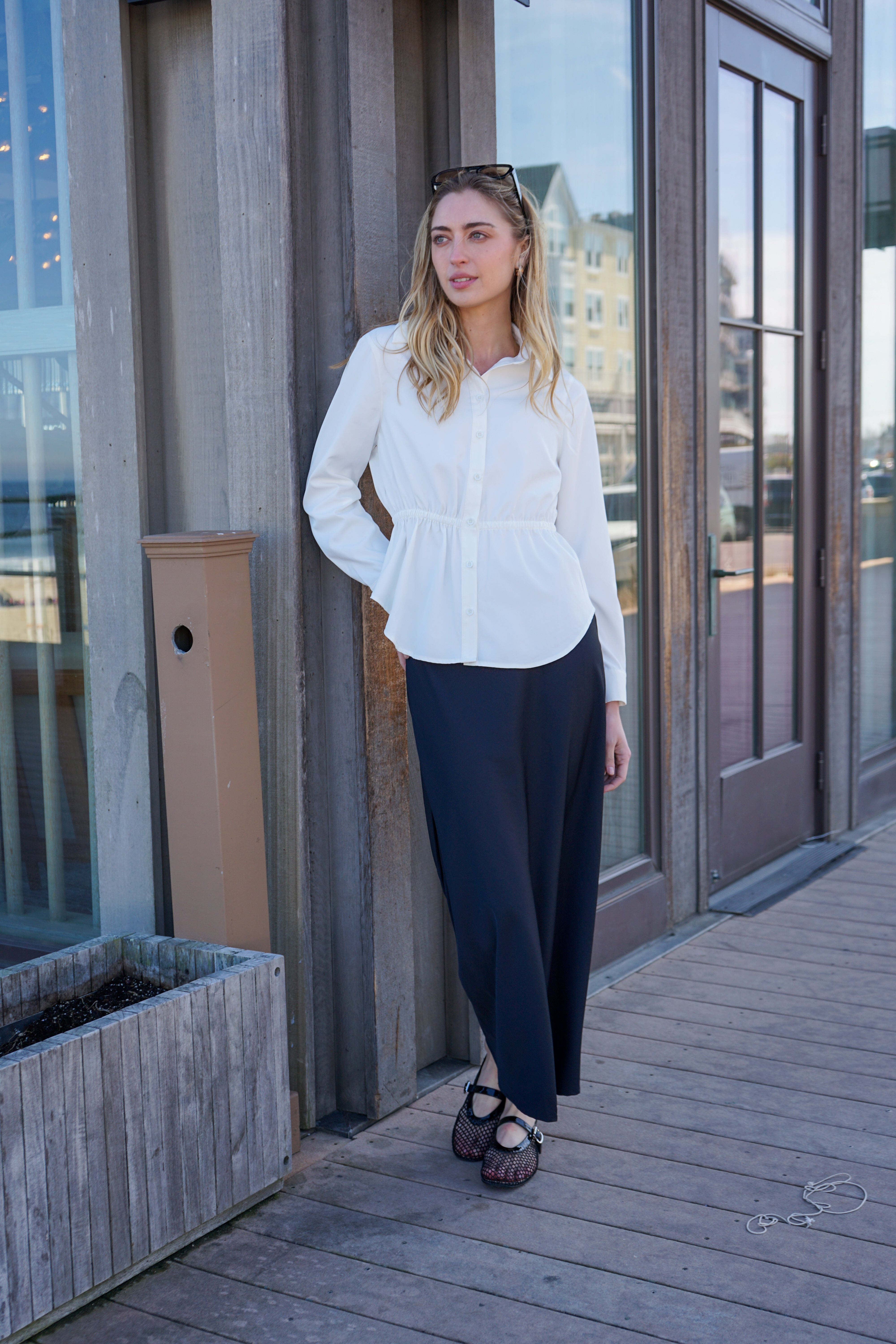 KUO SCRUNCH WAIST BLOUSE