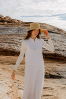 POINT A-LINE V-NECK LINEN DRESS