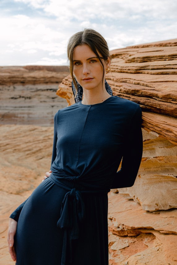 POINT L/S CREW NECK WRAP TOP