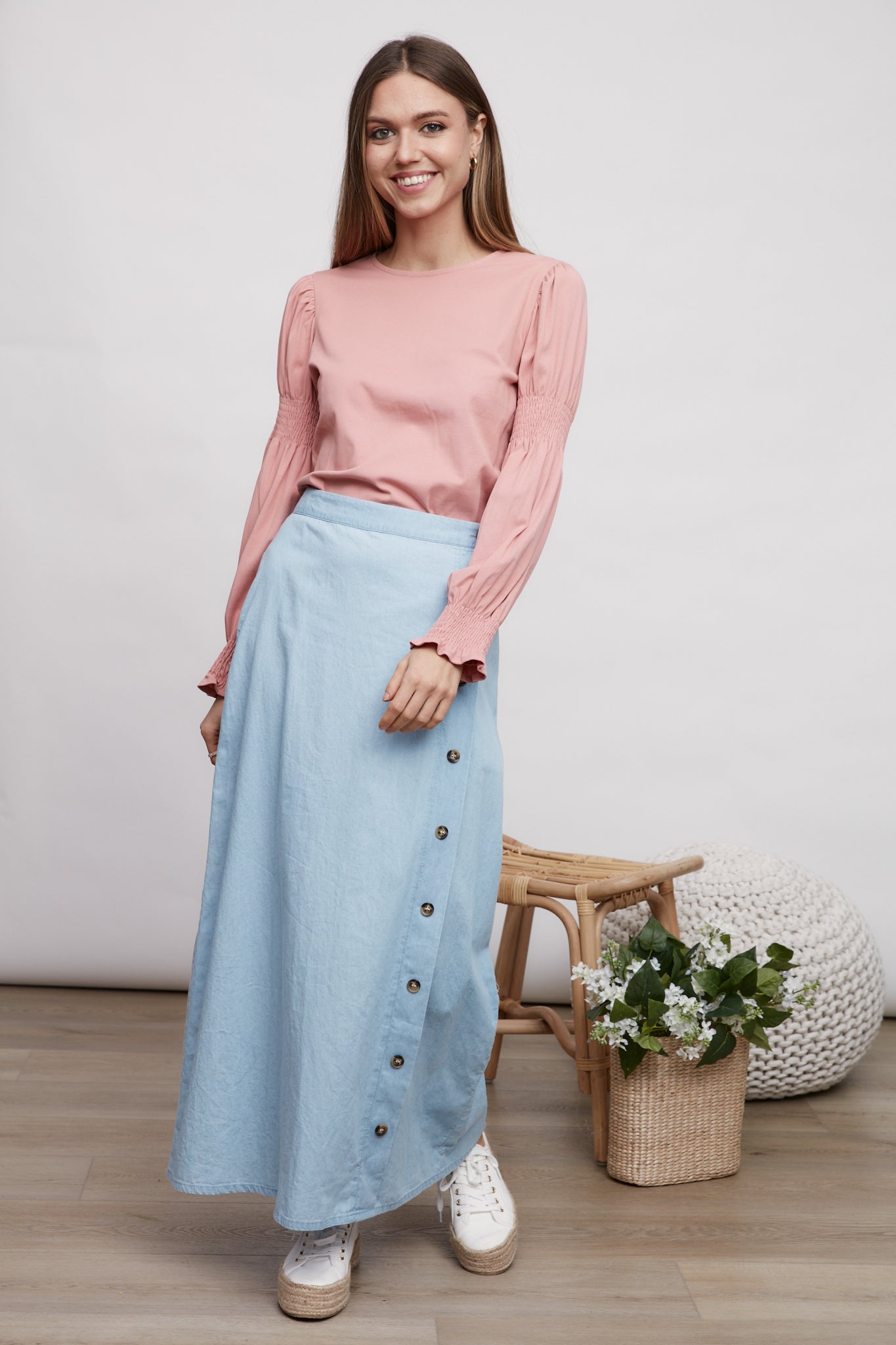 STORY SMOCKED SLEEVES TOP