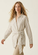 Q2 OVERSIZED STRIPED SIDE-TIE SHIRT