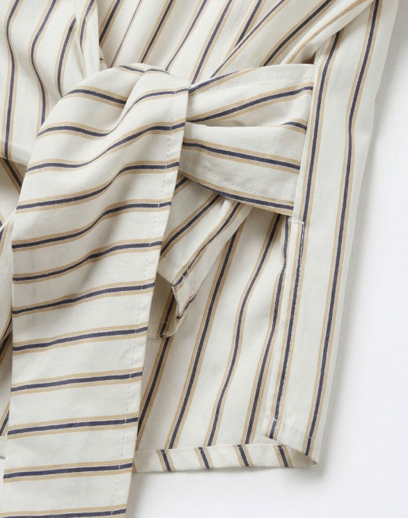 Q2 OVERSIZED STRIPED SIDE-TIE SHIRT