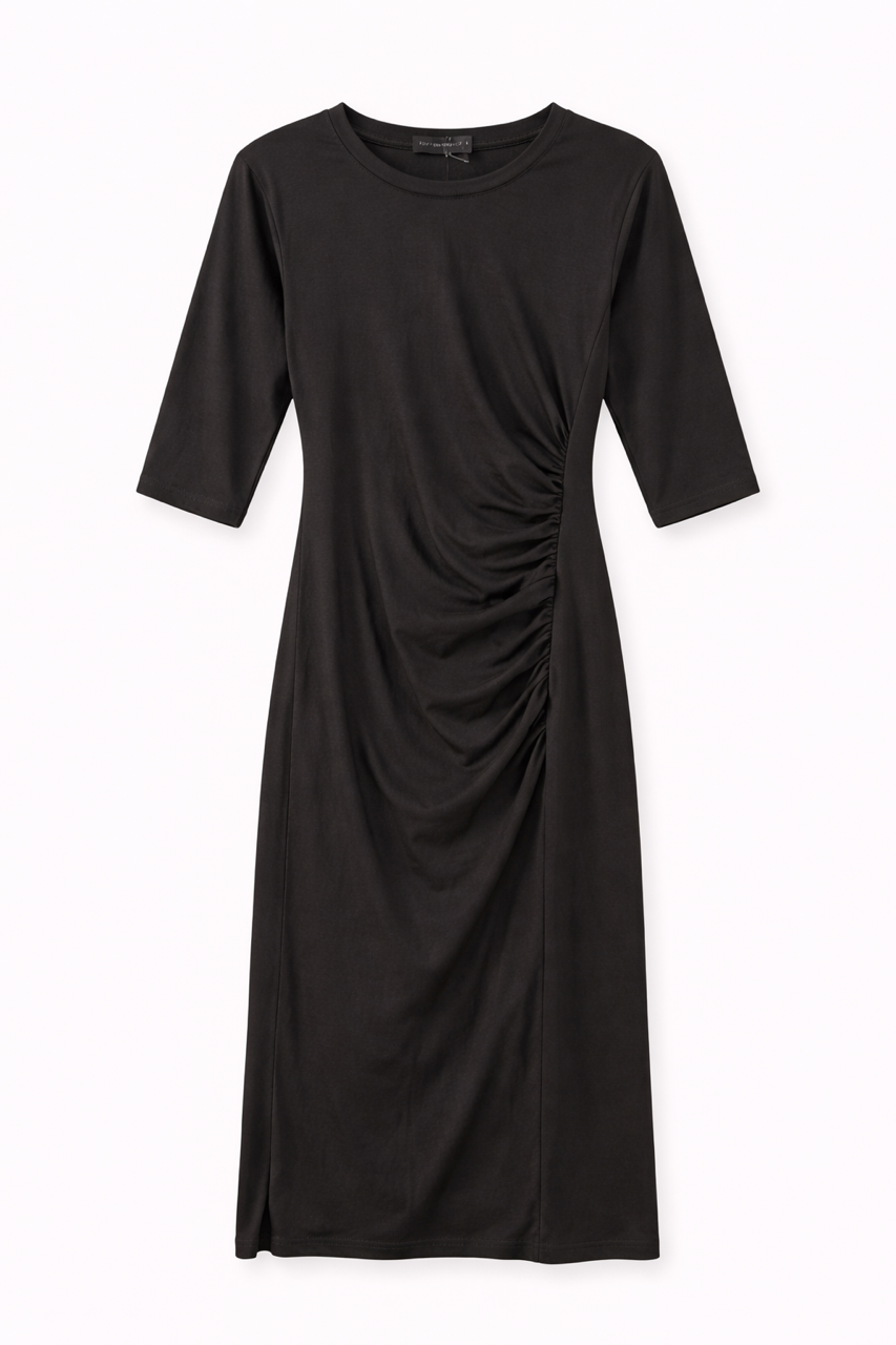 RAVE ON TREND RUCHED COTTON T-SHIRT DRESS
