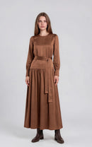 UNAYA RENATA SILKY BELTED DRESS