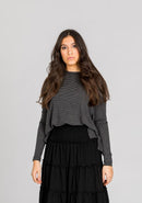 UNCLEAR TEEN STRIPED RIBBED DOLMAN TOP