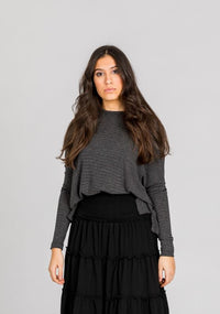 UNCLEAR TEEN STRIPED RIBBED DOLMAN TOP