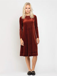 RICCIEL VELOUR PINSTRIPE DRESS