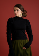 SARA NAVON RUCHED SLEEVES KNIT SWEATER