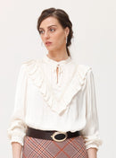 OKY RUFFLE FRONT BLOUSE