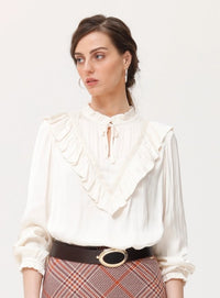 OKY RUFFLE FRONT BLOUSE
