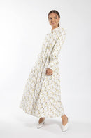 SOIE TEXTURED FLORAL DROP WAIST MAXI DRESS