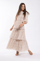SOIE FLORAL LAYERED MAXI DRESS