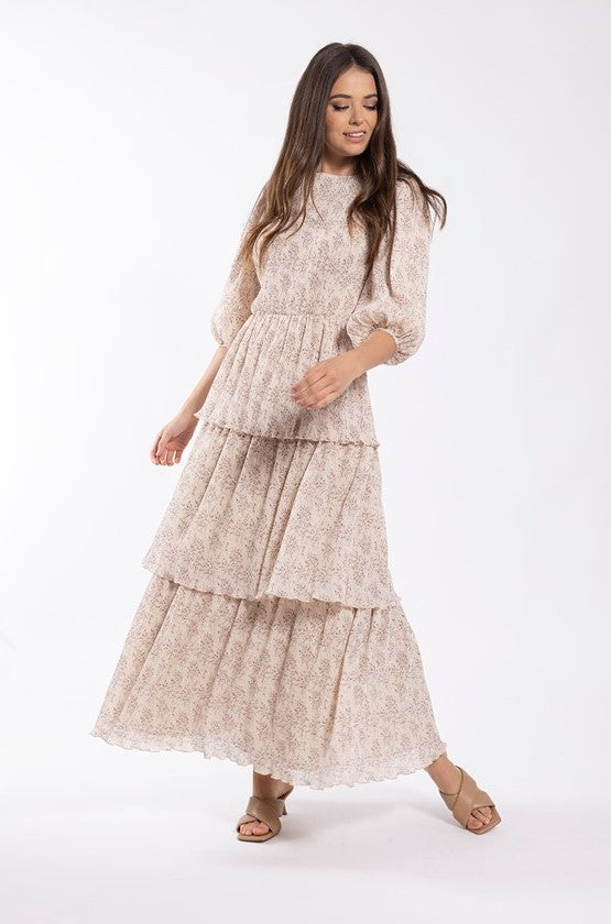 SOIE FLORAL LAYERED MAXI DRESS