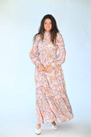 SOIE WATERCOLOR FLORAL DRAPE DRESS