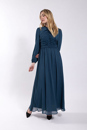 SOIE Ruched Chiffon Dress