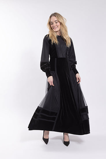 SOIE Velvet Paneled Dress