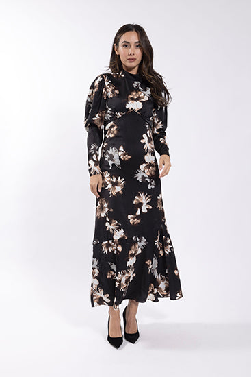 SOIE Large Floral Empire Waist Dress